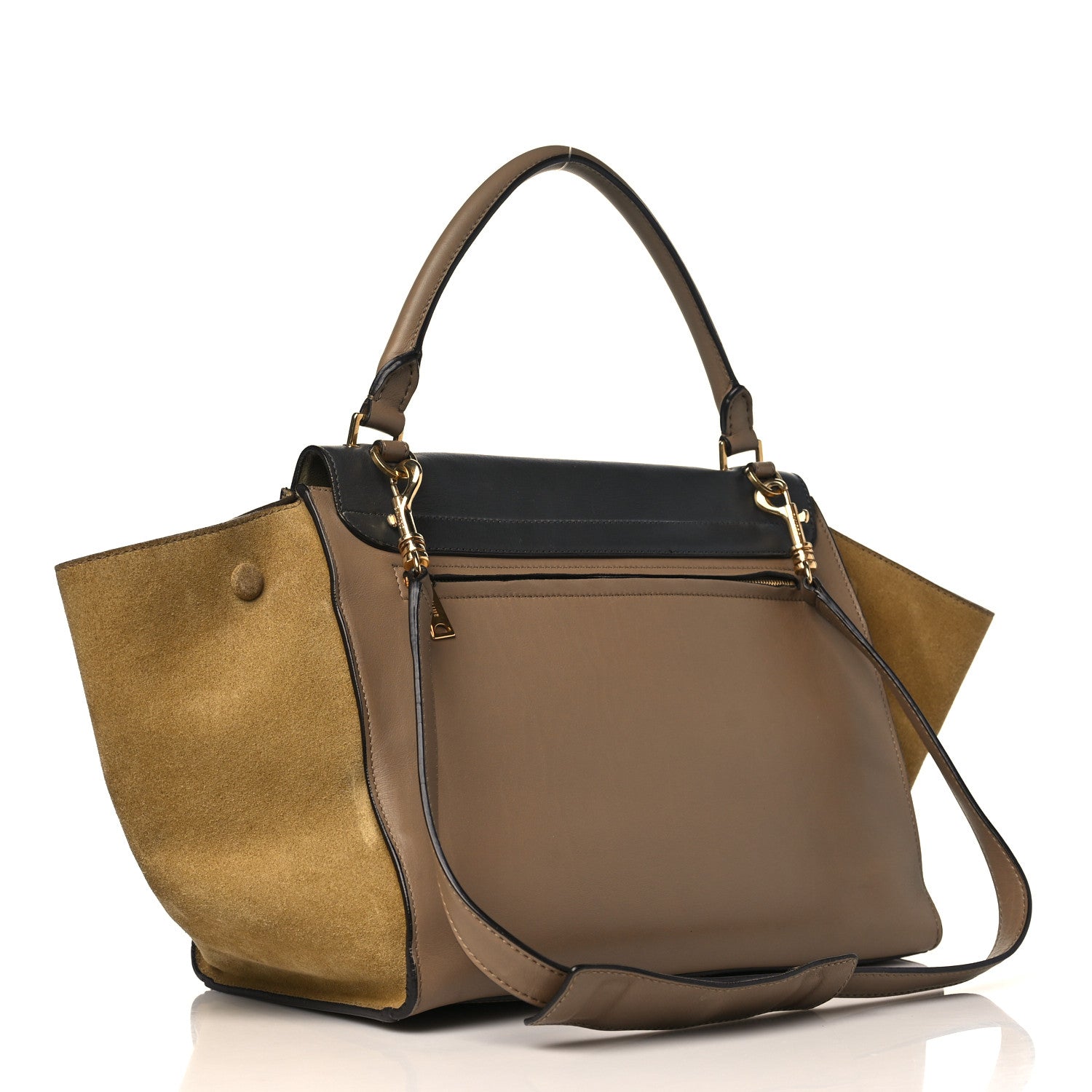 Celine Smooth Calfskin Suede Medium Tri-Color Trapeze Olive 3 of 9