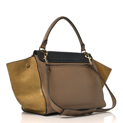 Celine Smooth Calfskin Suede Medium Tri-Color Trapeze Olive 3 of 9