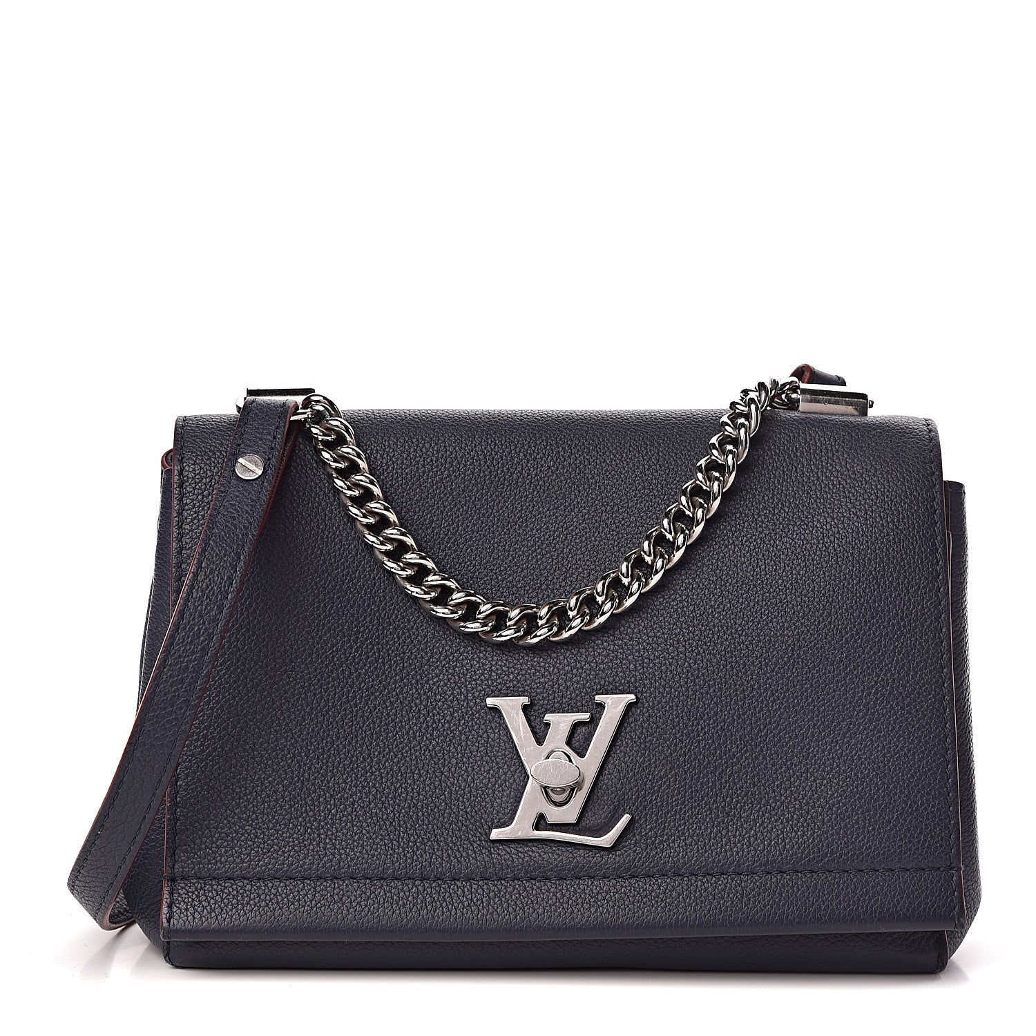 Louis Vuitton Calfskin Lockme II Chain Bag BB Marine Rouge 1 of 11