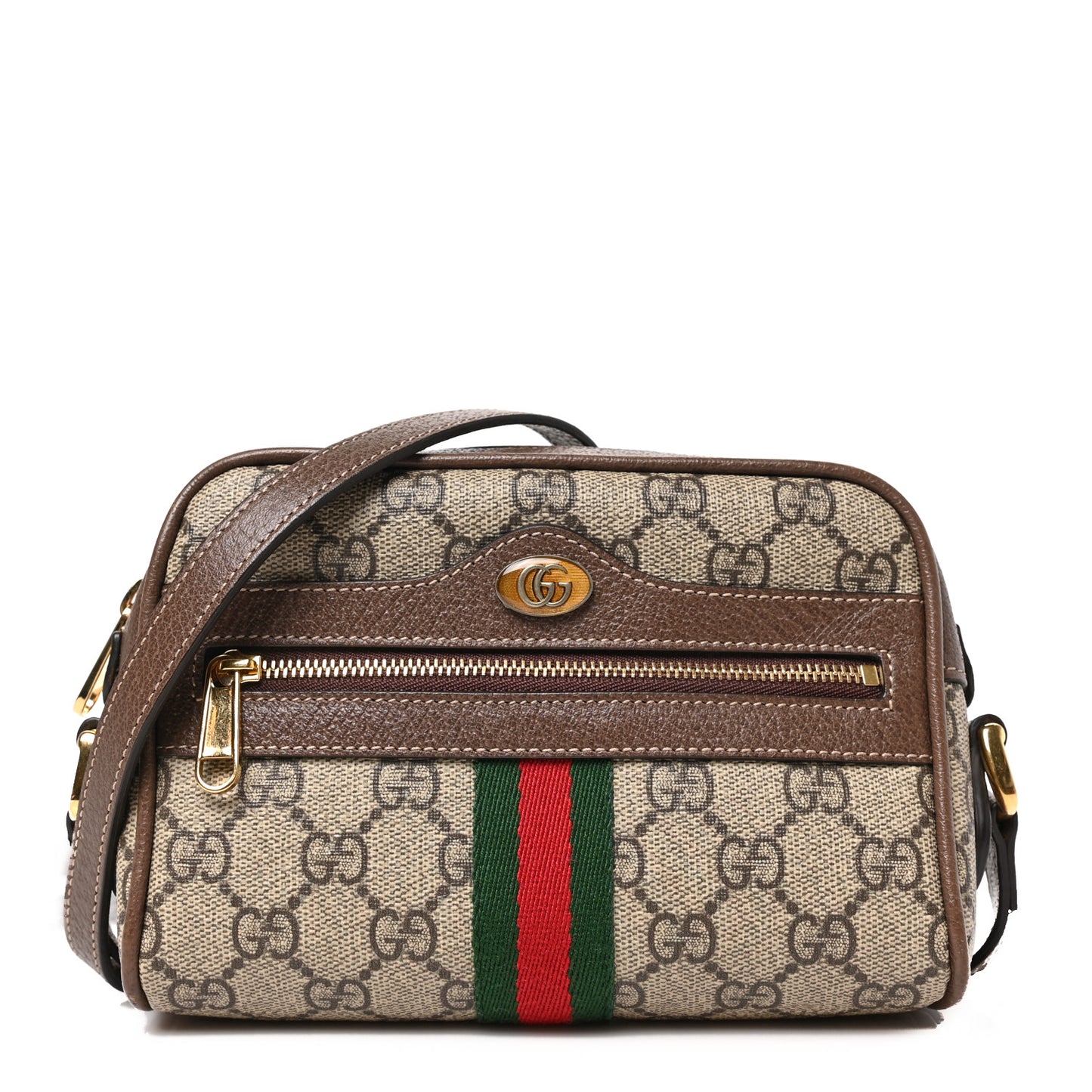 GG Supreme Monogram Web Mini Ophidia Shoulder Bag Brown
