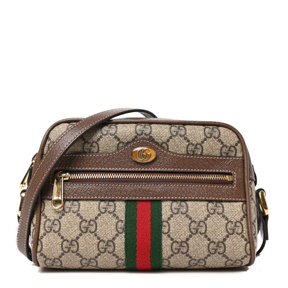 Gucci GG Supreme Monogram Web Mini Ophidia Shoulder Bag Brown 1 of 10