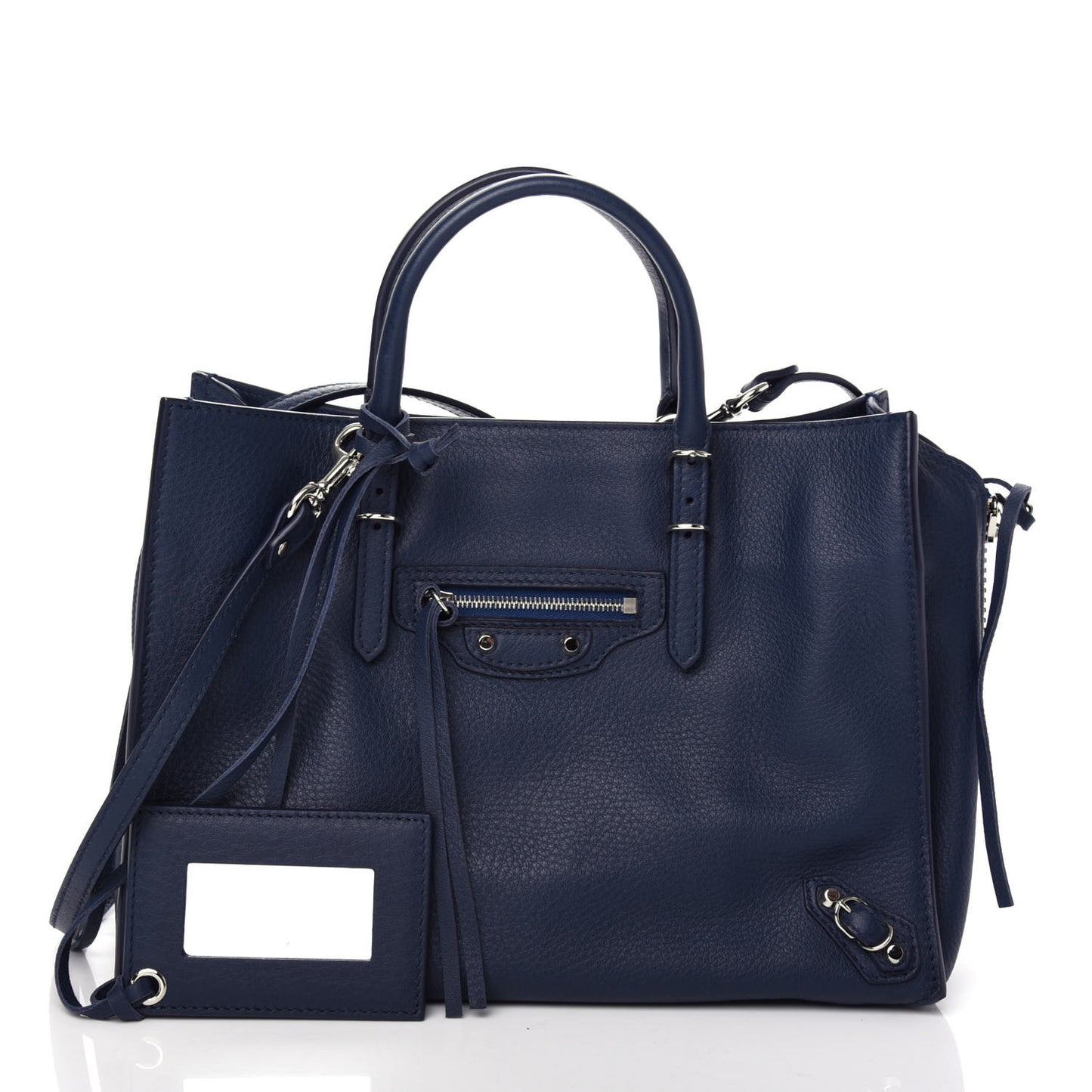 Veau Papier A6 Zip Around Tote Bleu Profond