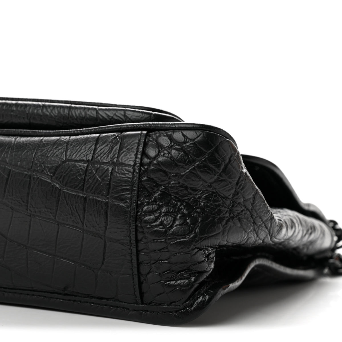 Saint Laurent Crocodile Embossed Lambskin Monogram Medium Niki Chain Satchel Black 10 of 12