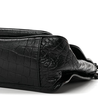 Saint Laurent Crocodile Embossed Lambskin Monogram Medium Niki Chain Satchel Black 10 of 12