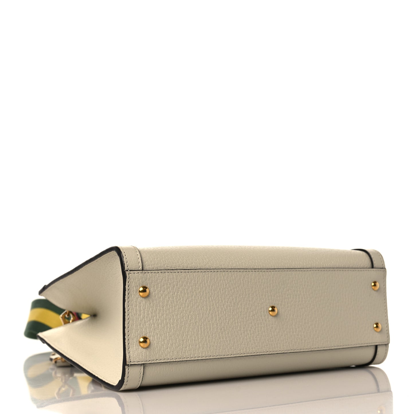 Textured Dollar Calfskin Web Small Diana Tote Bag Mystic White