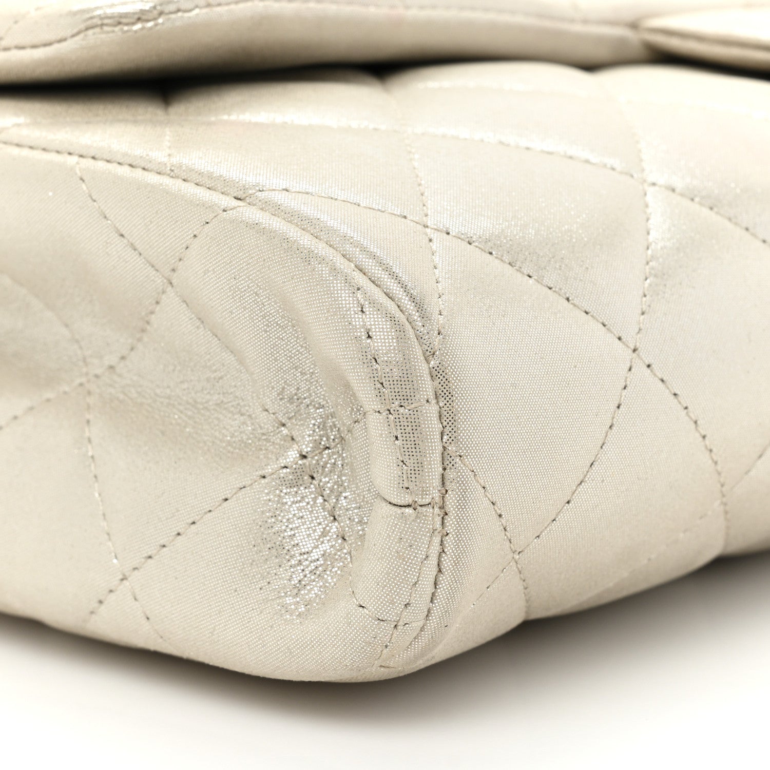 Chanel Iridescent Calfskin Quilted Clutch With Chain Flap Light Gold 9 of 12