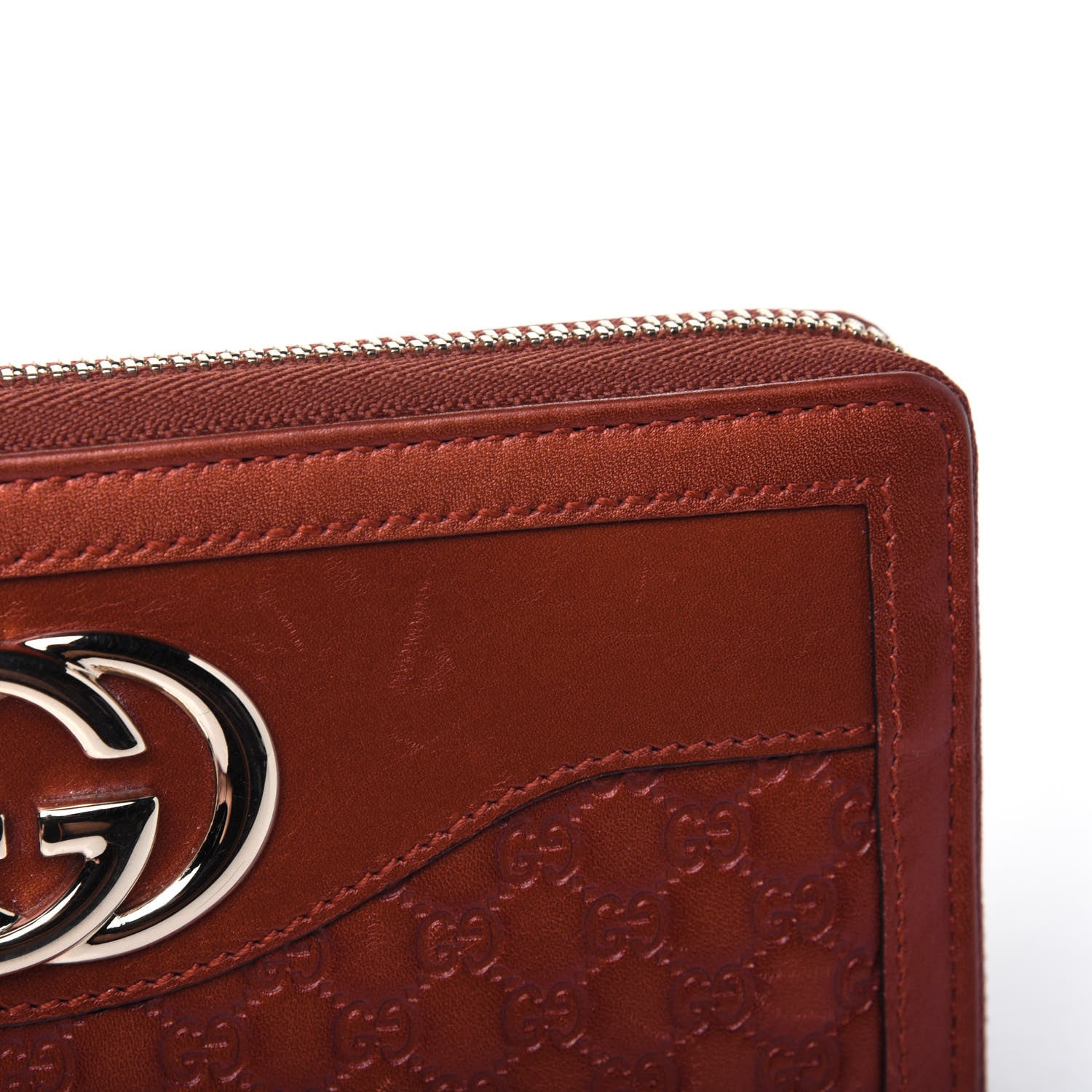 Gucci Metallic Microguccissima Sukey Zip Around Wallet Burnt Orange 14 of 17
