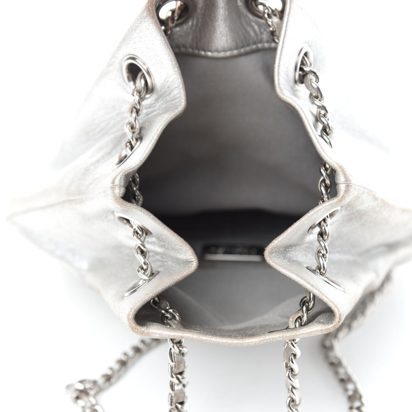Metallic Lambskin Quilted Small In Seoul Backpack Silver
