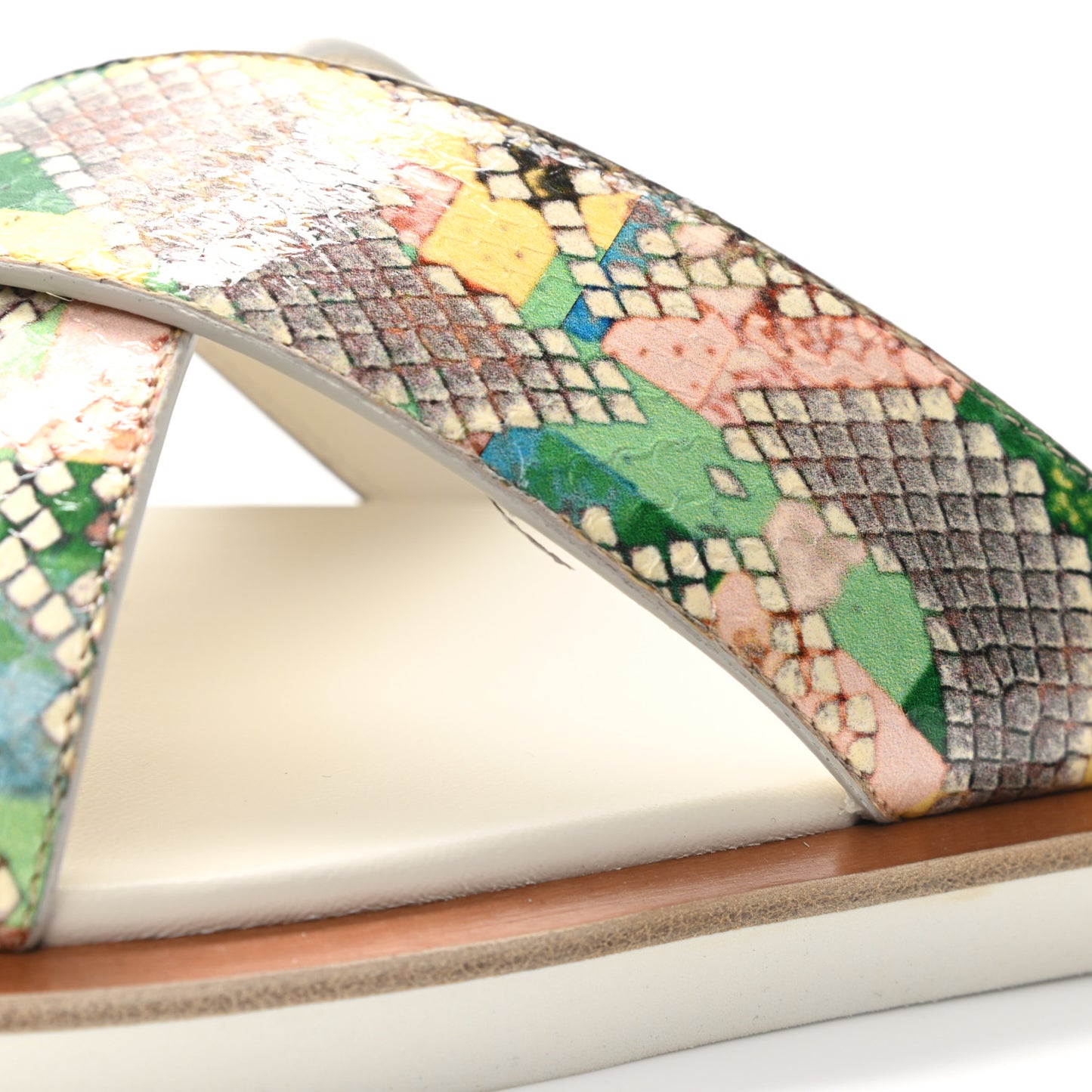 Glossy Rainbow Elaphe Palmo Sunrise Flat Sandals 42 Multicolor