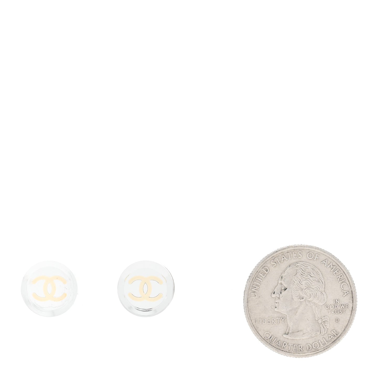 CC Round Earrings Silver White