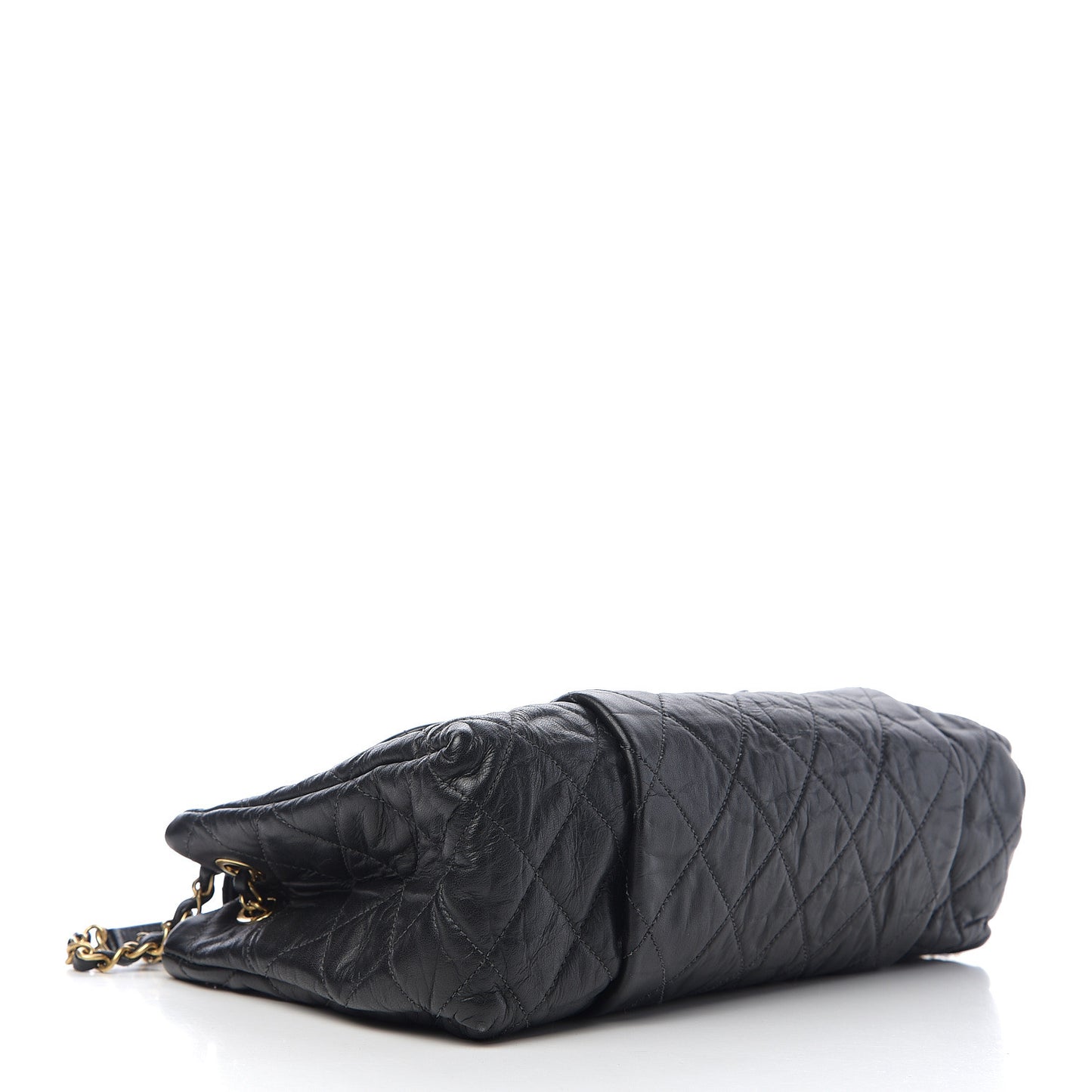 Aged Calfskin Large Chic Quilt Flap Black