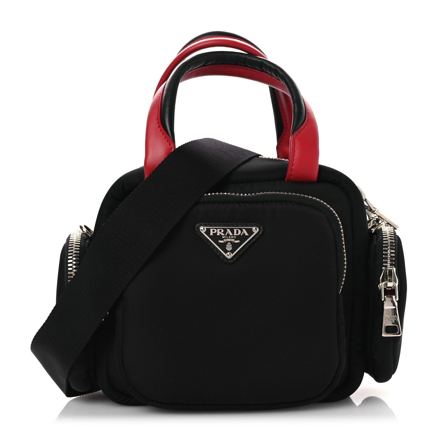 Prada Tessuto Nylon Pocket Top Handle Cargo Bag Black Fuoco 1 of 10