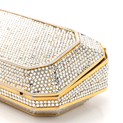 Judith Leiber Swarovski Crystal Minaudiere Clutch Silver Gold 10 of 13