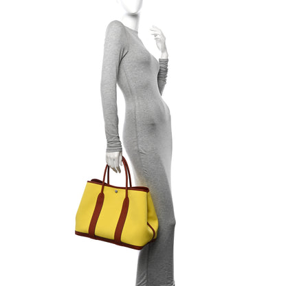 Hermes Toile Epsom Verso Garden Party 36 MM Jaune Citron Cuivre 2 of 10