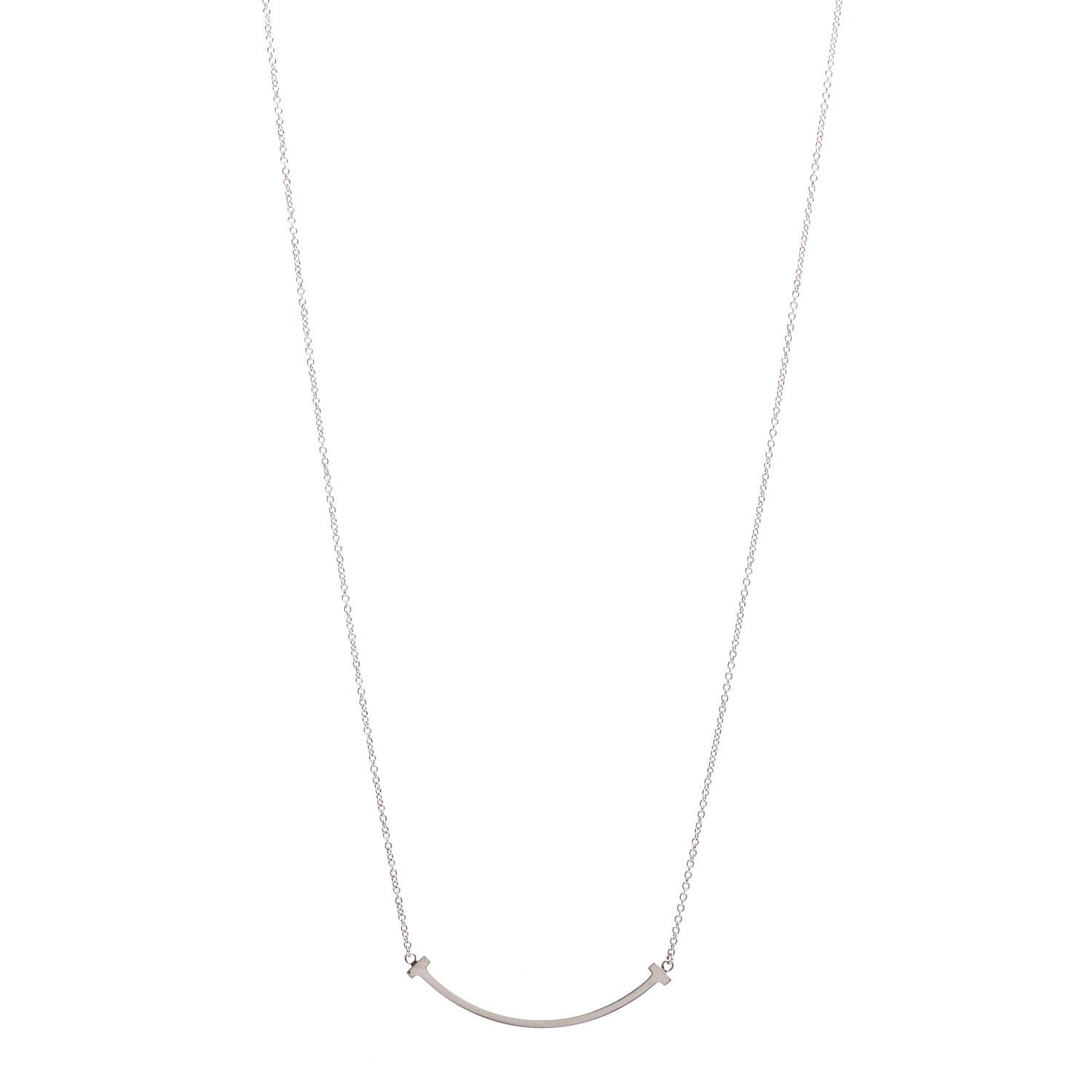 Tiffany Sterling Silver Small T Smile Pendant Necklace 1 of 3