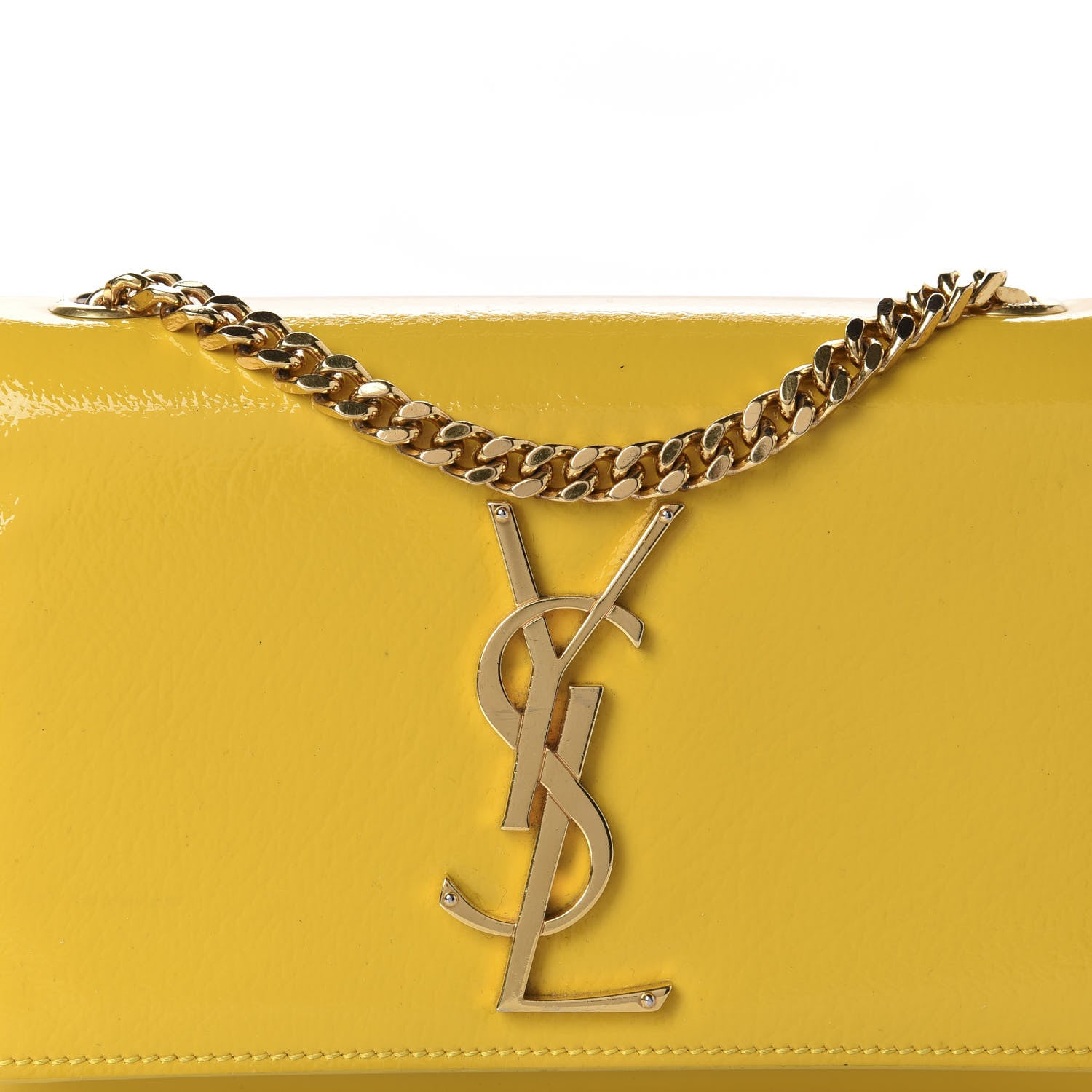 Saint Laurent Patent Small Classic Monogram Kate Satchel Yellow 16 of 17