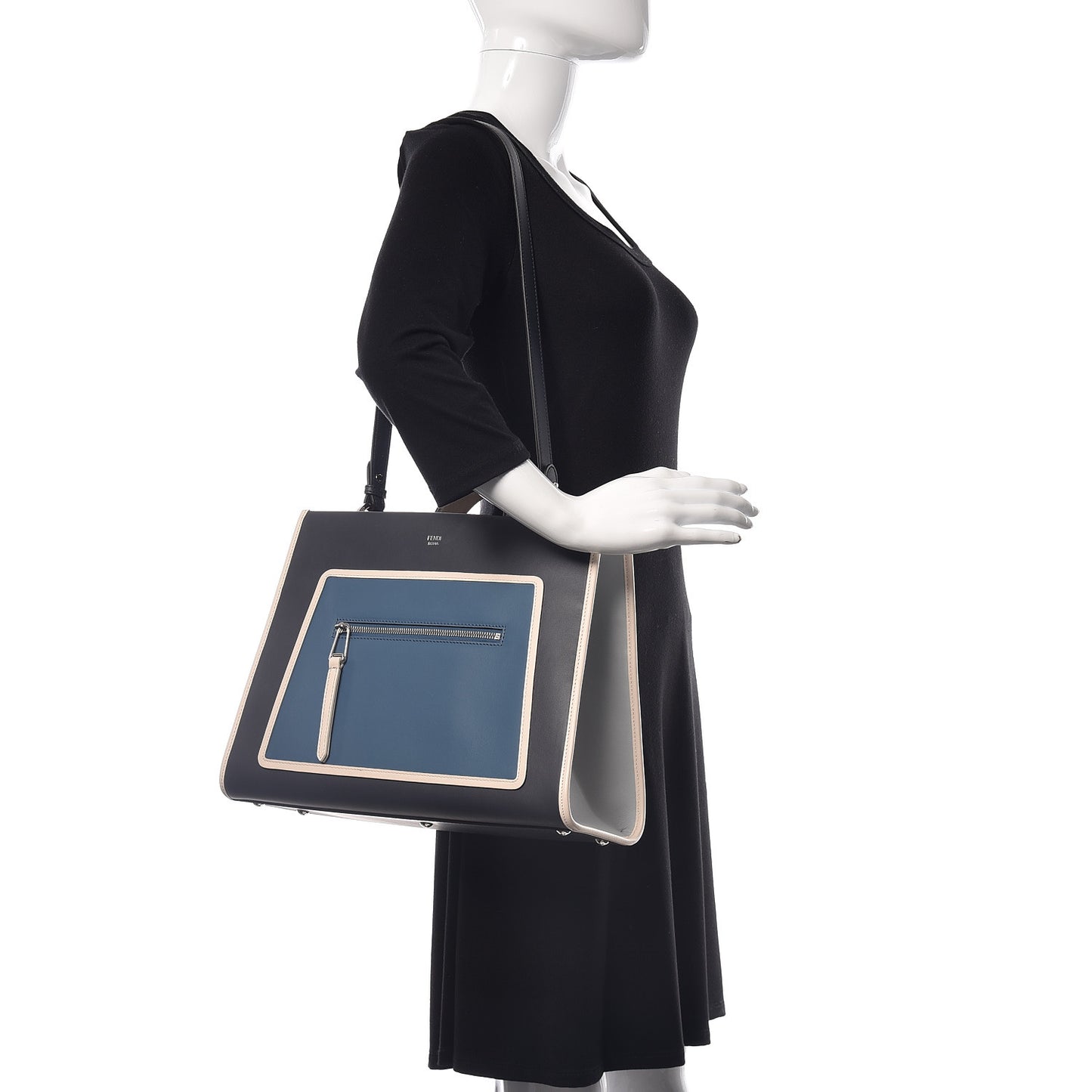 Vitello Century F is Fendi Regular Runaway Satchel Blue Notte Balena Multicolor