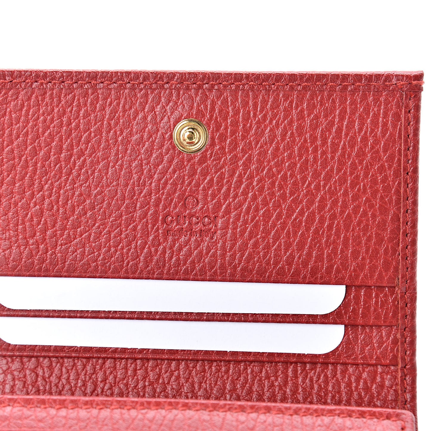 Pebbled Calfskin GG Marmont Card Case Hibiscus Red