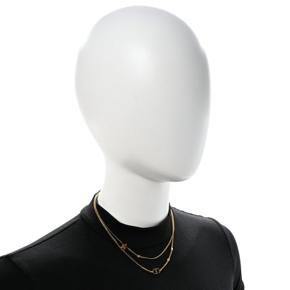 Christian Dior Metal Crystal Petit CD Double Necklace Gold 2 of 6