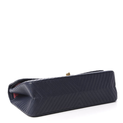 Chanel Sheepskin Chevron Quilted 2.55 Reissue 227 Flap Navy Blue 4 of 12