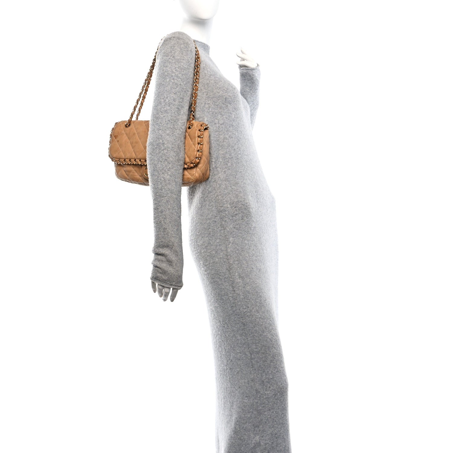 Chanel Calfskin Quilted Medium Chain Me Flap Light Beige 3 of 11