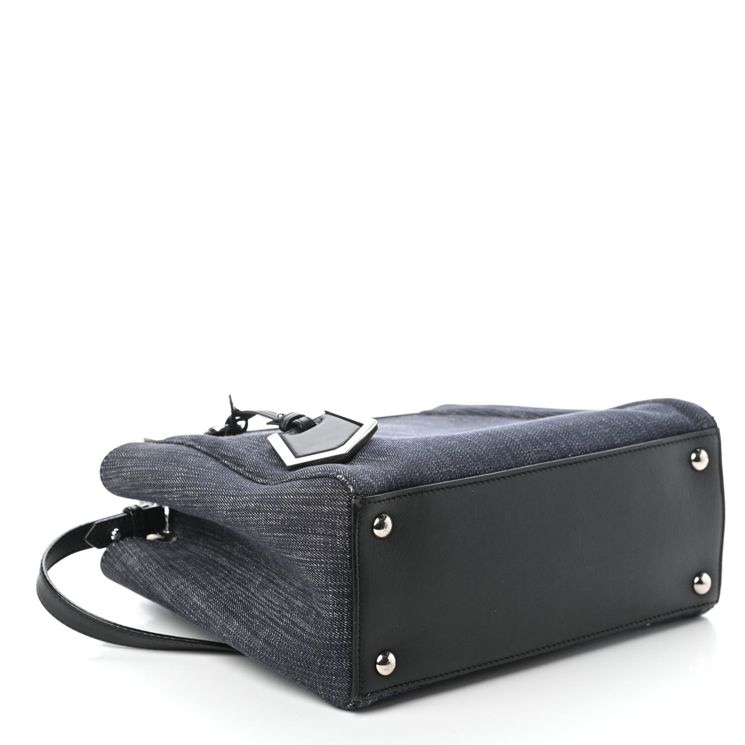 Fendi Denim Petite 2Jours Tote Blue Black 4 of 10