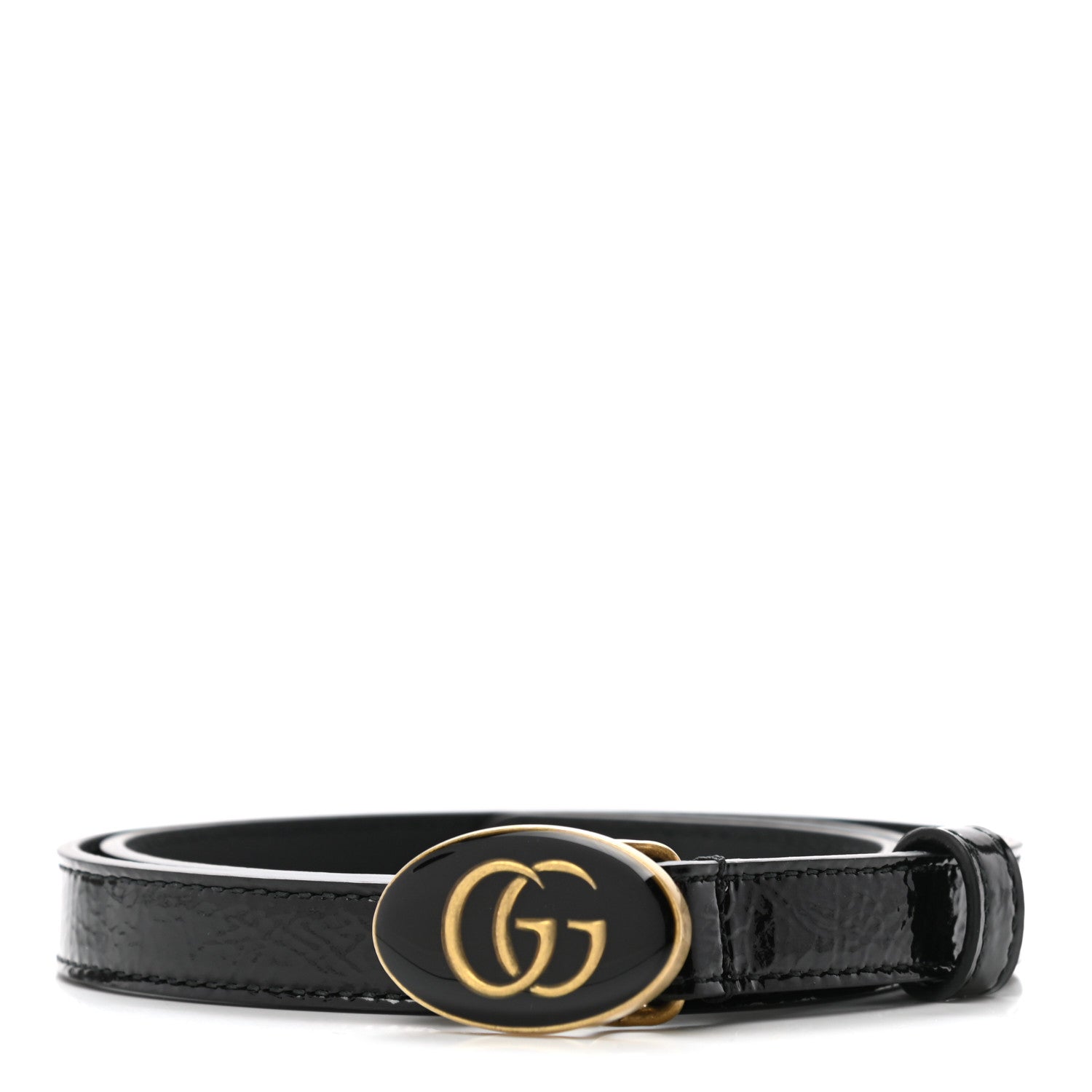 Gucci Skipper Calfskin Enamel GG 15mm Belt 75 30 Black 1 of 6