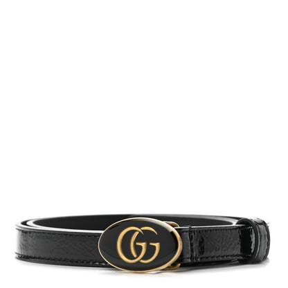 Gucci Skipper Calfskin Enamel GG 15mm Belt 75 30 Black 1 of 6