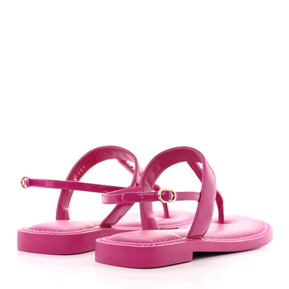 Chanel Lambskin Patent Chain CC Logo Thong Flat Sandals 39.5 Pink 4 of 9