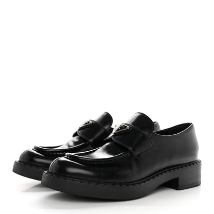 Prada Spazzolato Metal Triangle Logo 50mm Loafers 41 Black 3 of 9