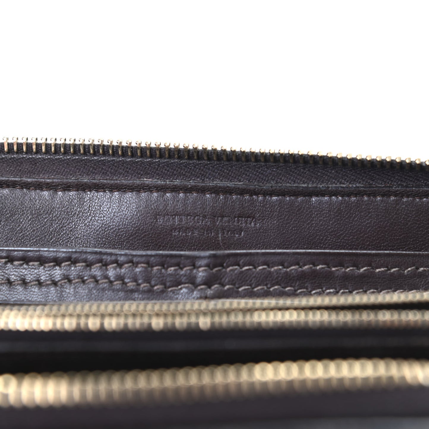 Nappa Intrecciato Zip Around Wallet Ebano