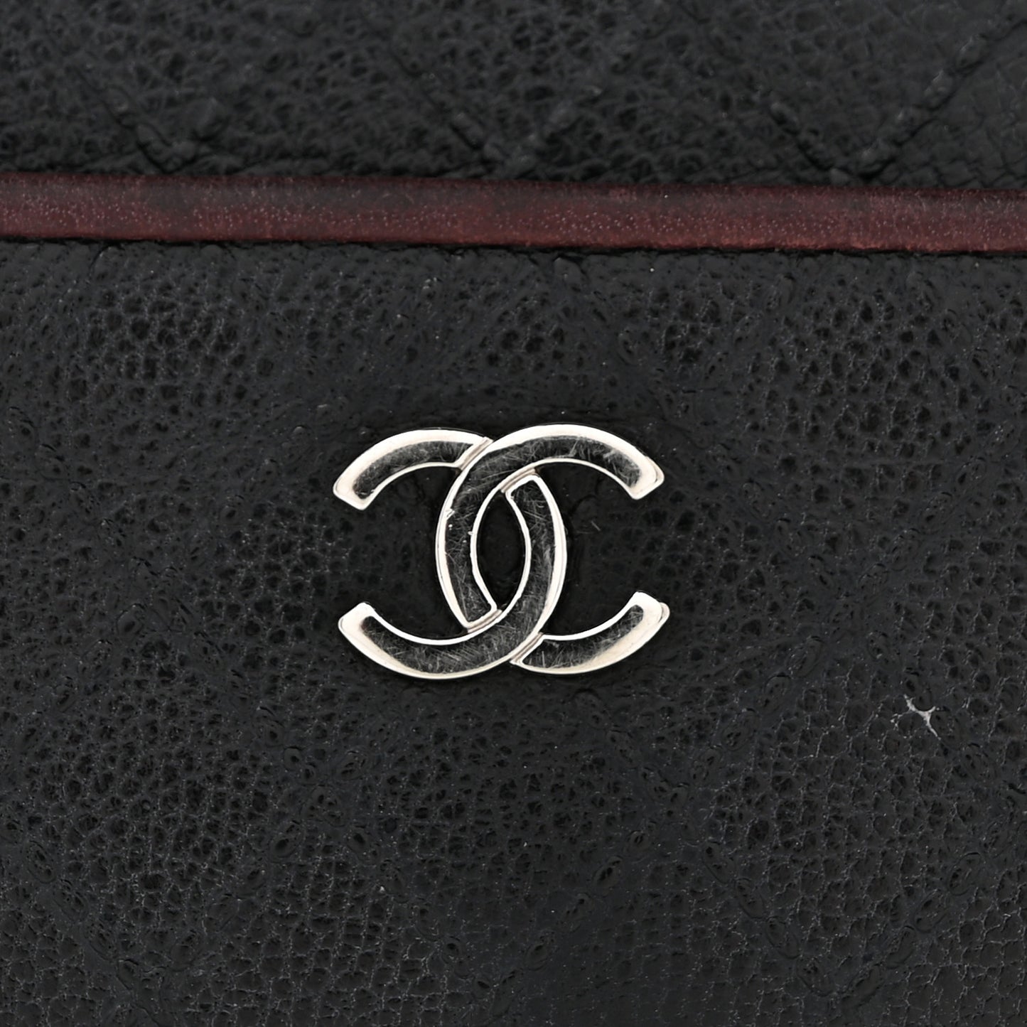 Calfskin Diamond Stitched Flap Wallet Black
