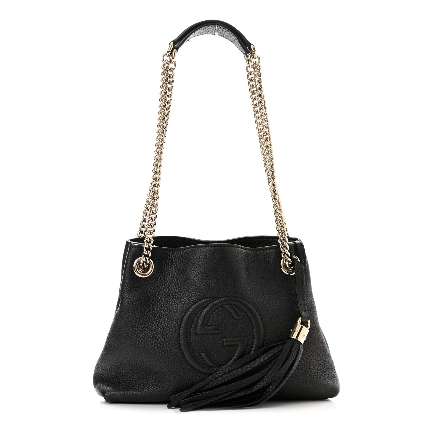 Pebbled Calfskin Small Soho Chain Shoulder Bag Black