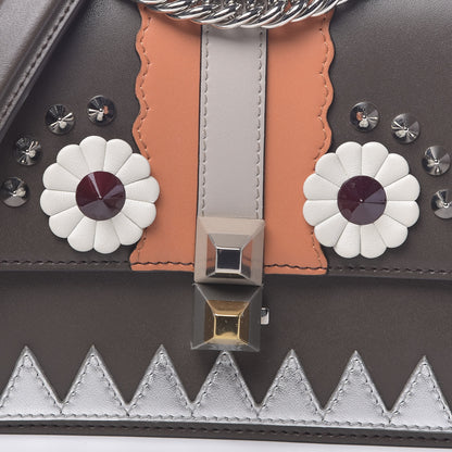 Fendi Vitello Liberty Lucido Catalan Mirror Hypnoteyes Studded Small Kan I Shoulder Bag Carbone Arancio Multicolor 10 of 10