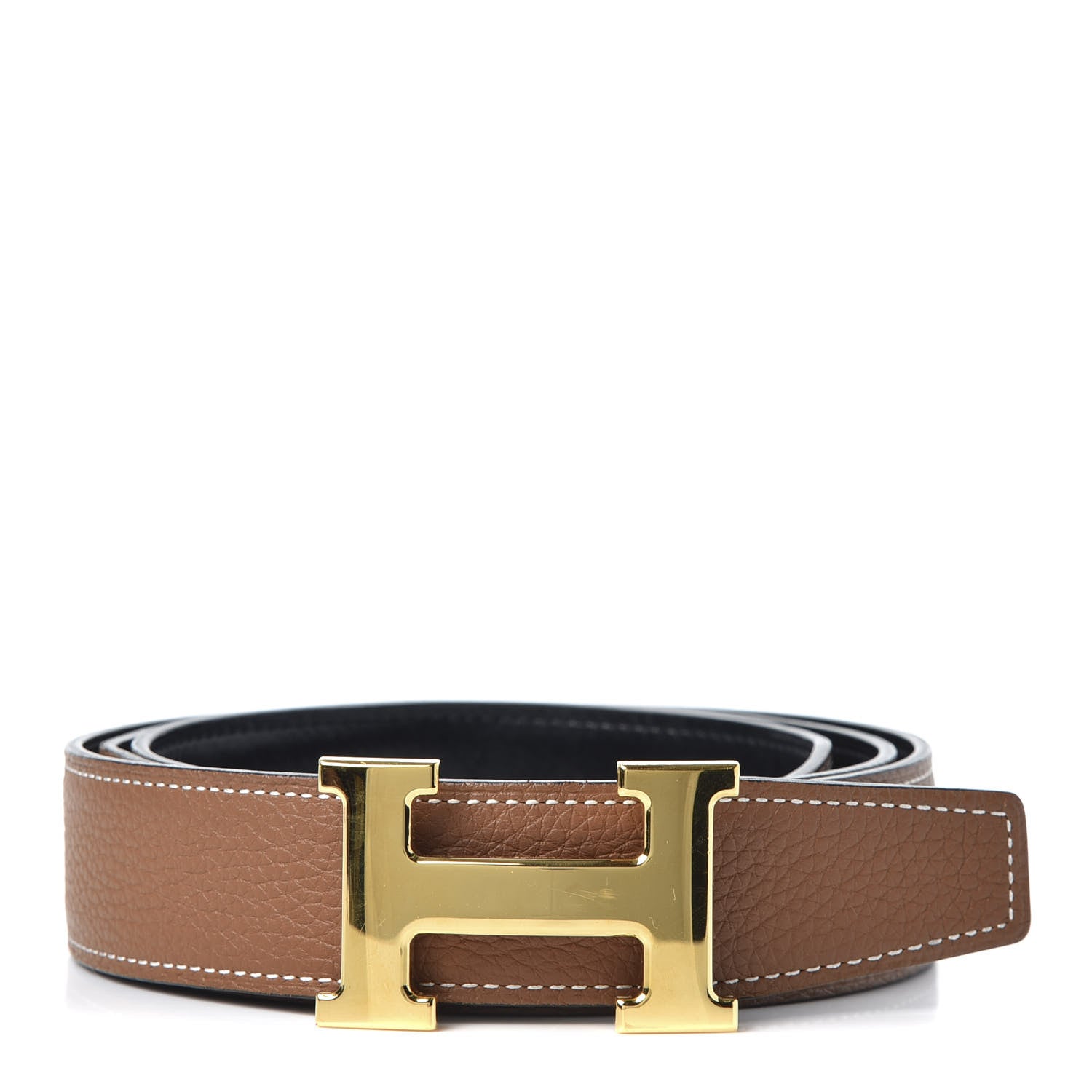 Hermes Box Togo 32mm H Belt 100 Black Gold 1 of 3