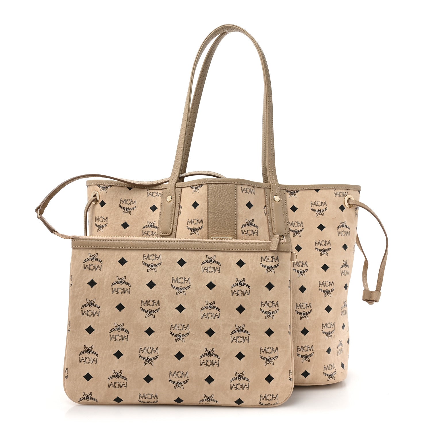 MCM Visetos Medium Liz Reversible Shopper Tote Beige 4 of 24