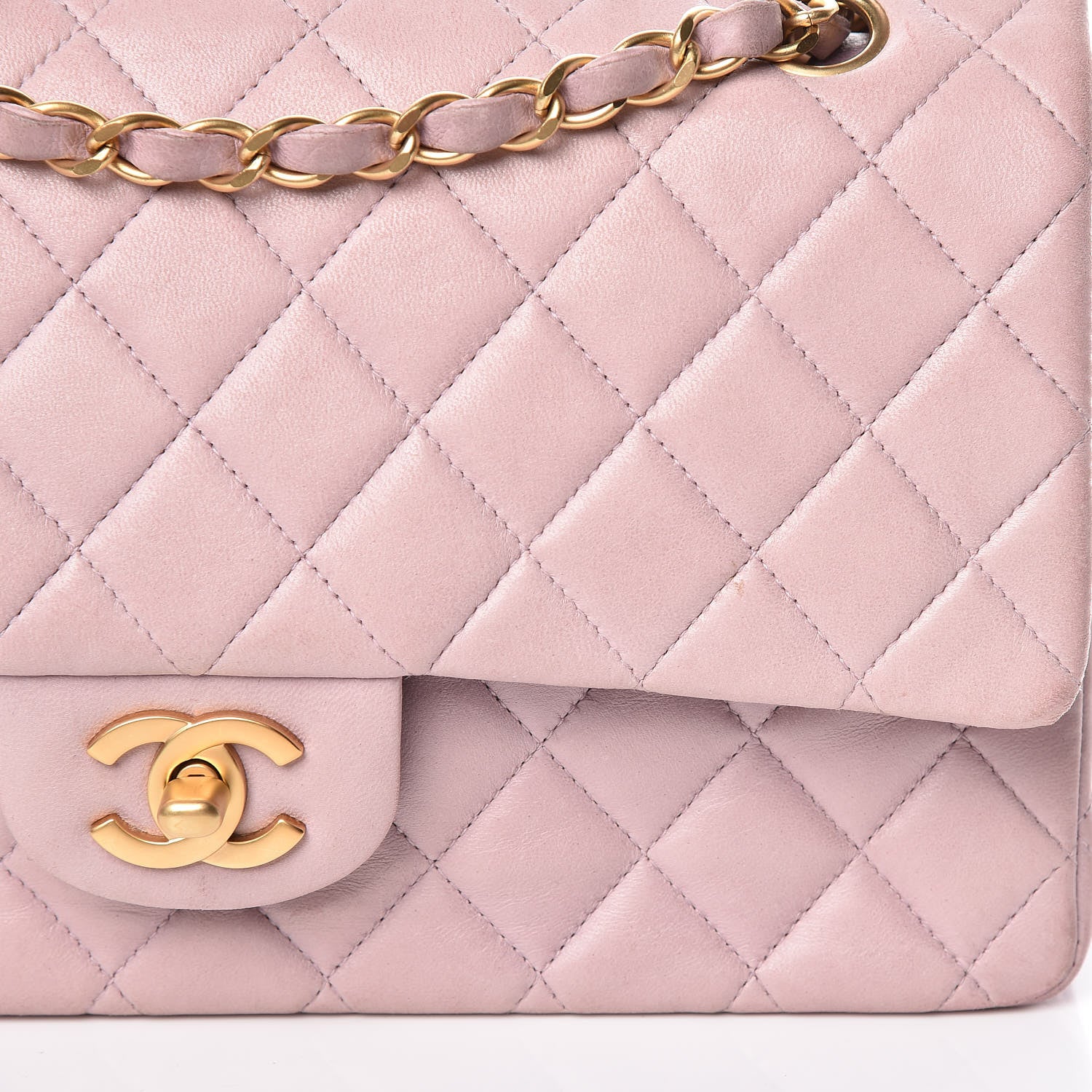 Chanel Lambskin Quilted Medium Double Flap Light Pink 12 of 13