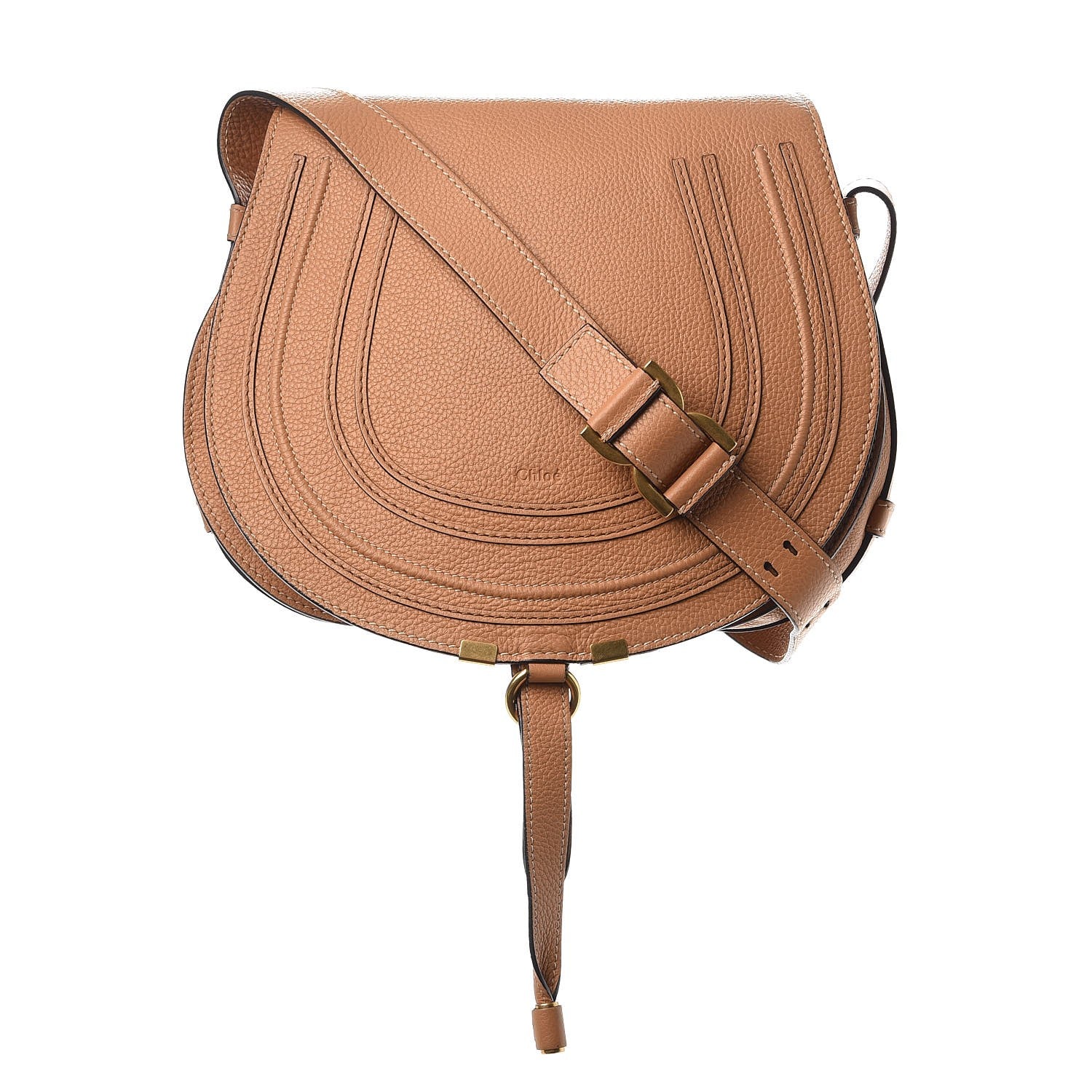Chloe Calfskin Medium Marcie Round Crossbody Bag Nut 1 of 14