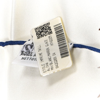 Hermes Silk Twill Imprime Aloha Double Scarf Stole White  Marron Glace Marine 3 of 3