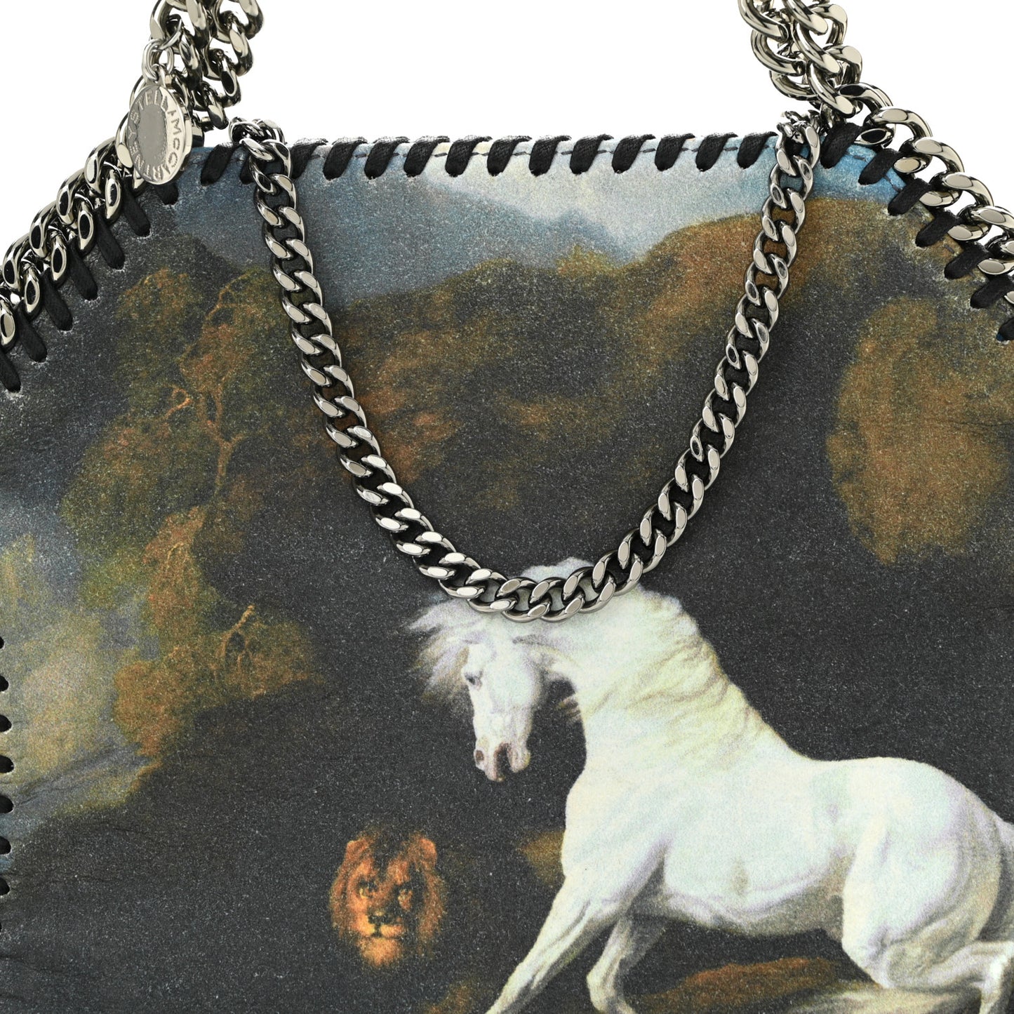 Shaggy Deer Horse Print Mini Falabella Tote Multicolor