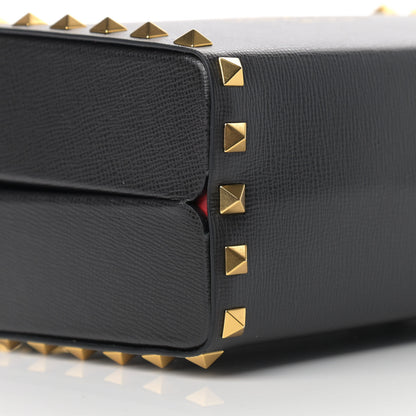 Valentino Garavani Grainy Calfskin Rockstud Alcove Box Top-Handle Bag Black 7 of 8