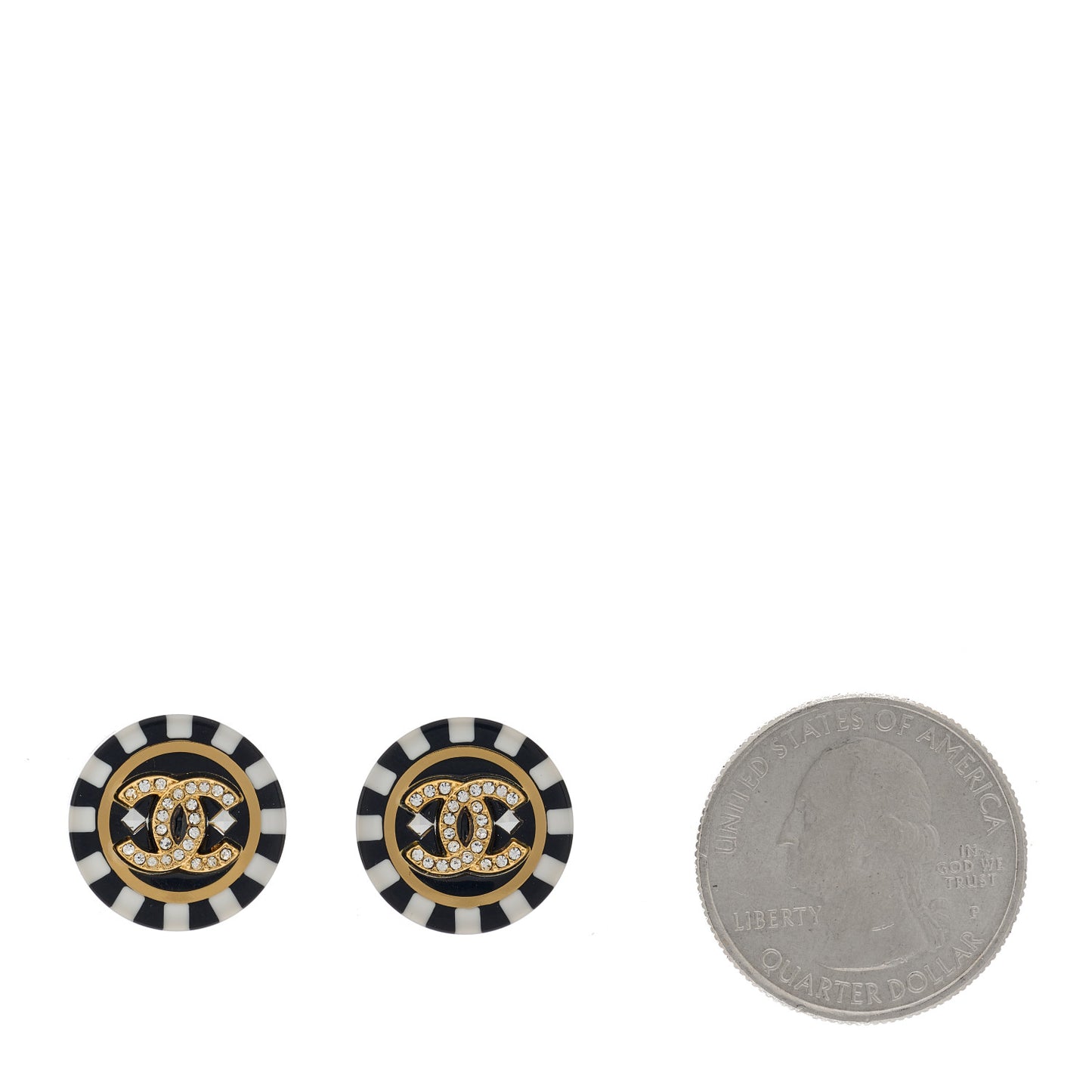 Resin Crystal CC Earrings Black White
