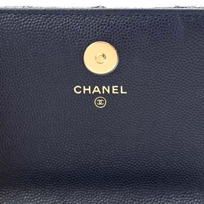 Chanel Caviar Quilted Pocket Twins Clutch With Chain Navy Blue 6 of 12