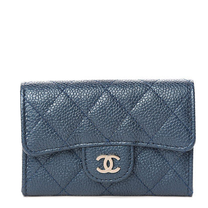 Chanel Metallic Caviar Quilted Flap Card Holder Dark Blue 1 of 9