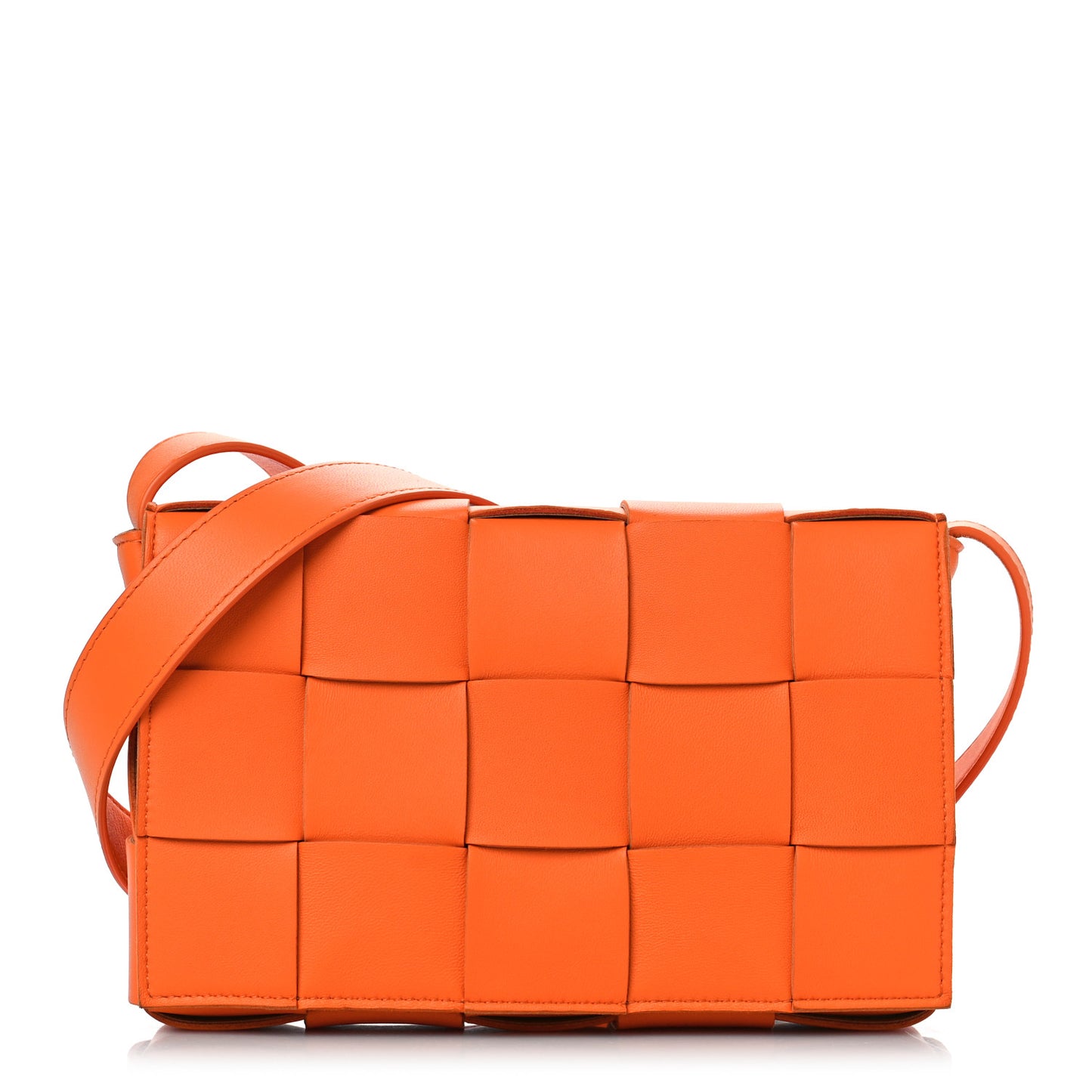 Lambskin Maxi Intrecciato Cassette Crossbody Bag Tangerine
