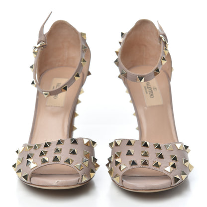 Valentino Garavani Nappa Rockstud All Over Peep Toe Ankle Strap Sandals 39 Poudre 2 of 7