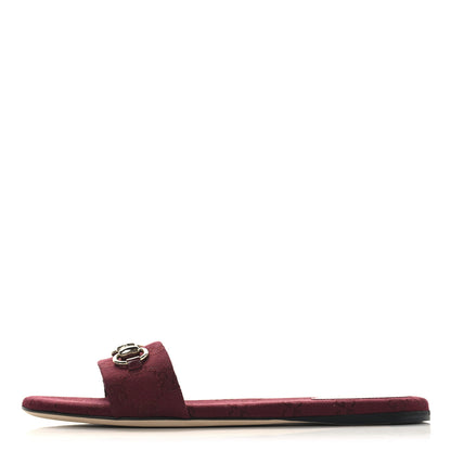Gucci Canvas GG Monogram Horsebit Flat Slide Sandals 40.5 Rosso Ancora 1 of 10