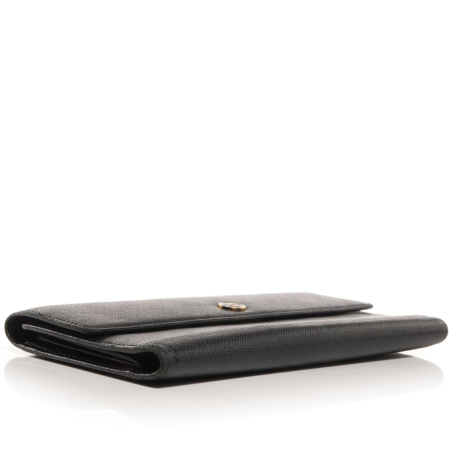 Calfskin Large Flap Wallet Black