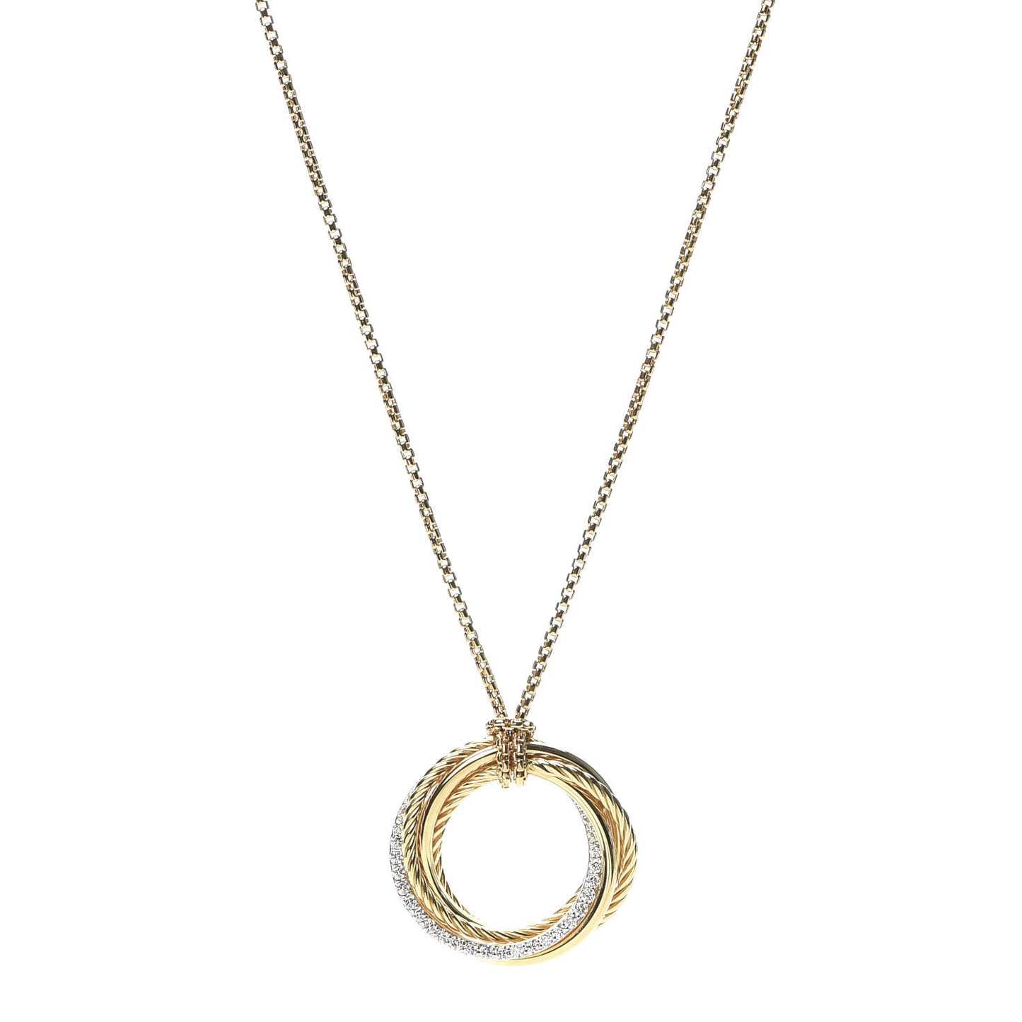 18K Yellow Gold Diamond Crossover Pendant Necklace