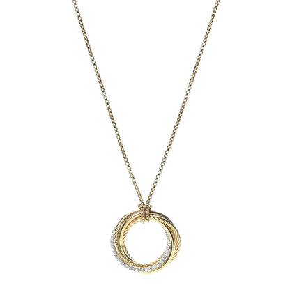 David Yurman 18K Yellow Gold Diamond Crossover Pendant Necklace 1 of 5